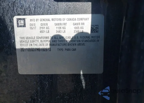 2017 Chevrolet Impala Lt from USA, damaged, VIN 2G1105S37H9192973